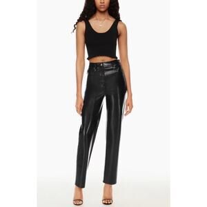 Aritzia Wilfred Melina Faux Leather Pants Black High Rise Straight Leg Size 2
